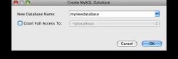Диалоговое окно создания базы данных MySQL